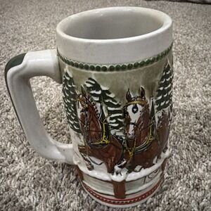 1984 Anheuser Busch Budweiser Christmas Holiday Beer Stein Mug limited edition